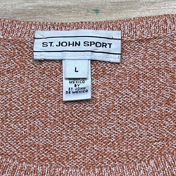 ST. JOHN SPORT Wool Blend Knit Shell Tank Top Orange Coral Size Large - Picture 2 of 10